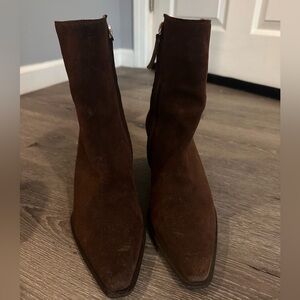Zara Dark Brown Suede Leather Ankle Boots
